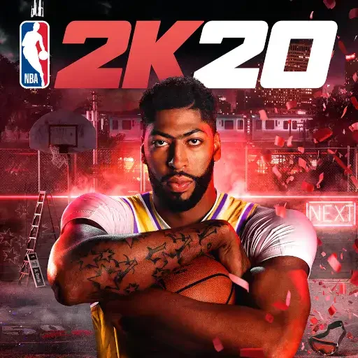 NBA 2K20 video game cover featuring a basketball player, holding a ball